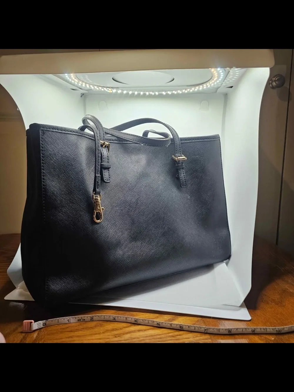Michael Kors Black Leather Tote with Removable Strap